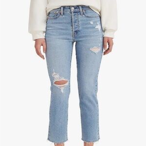 Levi's Sky Blue Distressed Cropped Jeans Wedgie straight